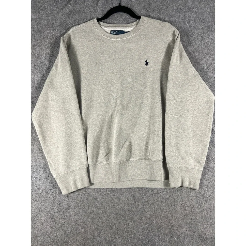 Polo Ralph Lauren Sweatshirt Men M Gray Pony Fleece Pullover Crewneck Minimalist